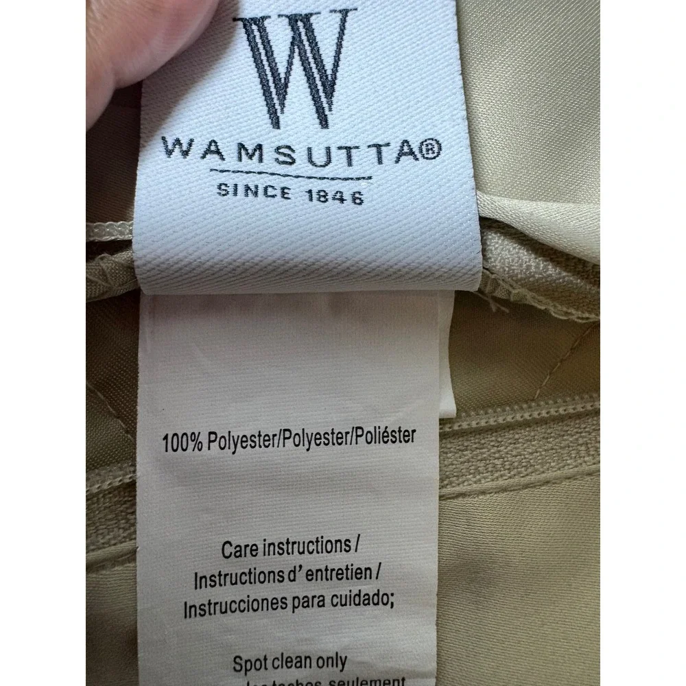 Wamsutta Champagne Gold Ruffle Ribbon Decorative Pillow Sham 14x14 Square Cover